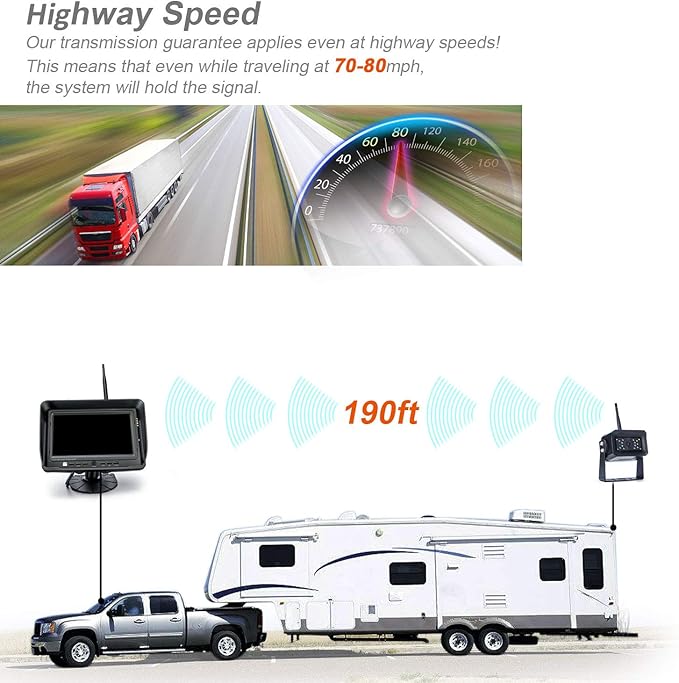 Digital Wireless Backup Camera System, No Interference, IP69k Waterproof Wireless Rear View Camera, 7’’ Display Wireless Reverse Monitor for RV/Truck/Trailer/Bus/Motorhome/5th Wheel/Pickup/Van-PawvioPets
