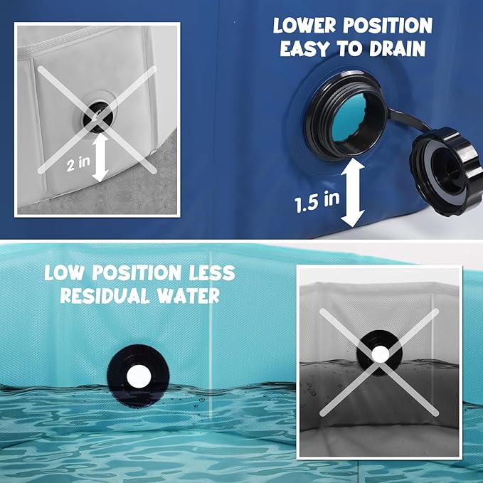 Furrybaby Foldable Dog Pool, Small Dog Swimming Pool for Dogs, Collapsible Hard Plastic Doggie Pool, Portable Bath Tub for Pets Dogs and Cats, Navy 32''-PawvioPets