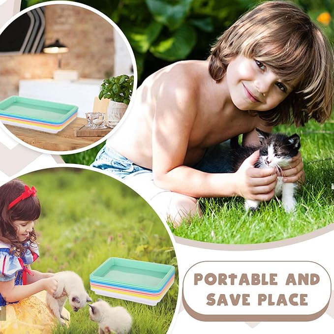 5pcs Kitten Litter Box, Small Cat Litter Box with Scooper, Small Litter Pan Low Entry Shallow Plastic Litter Tray Portable Cat Waste Tray Open Travel Kitten Boxes for Small Pet Rabbit Newborn Cat-PawvioPets