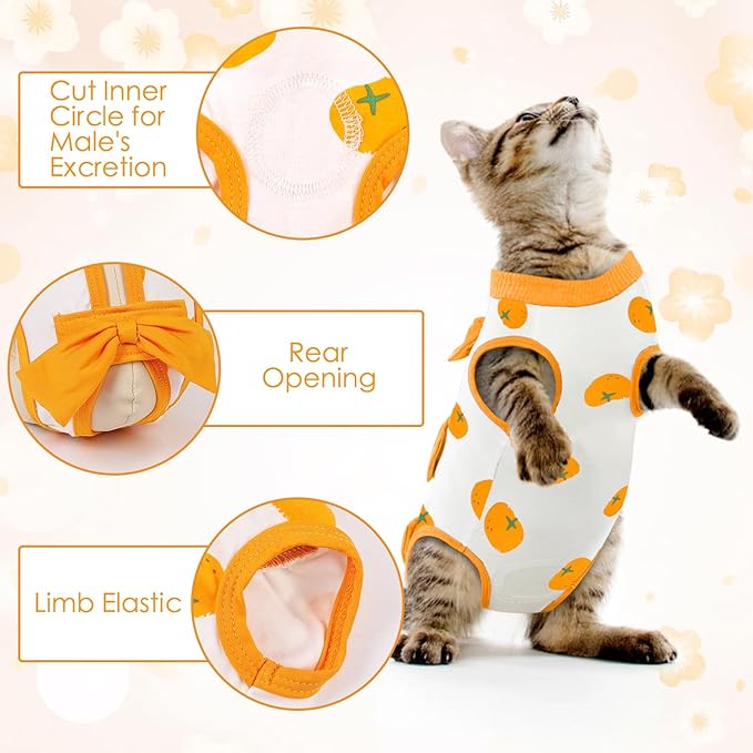 DENTRUN Cat Surgery Recovery Suit Anti Licking Spay Snuggly Vest, Pet Surgical Recovery Shirt After Surgery for Male Female Cat Small Dog Cone E-Collar Alternative-PawvioPets