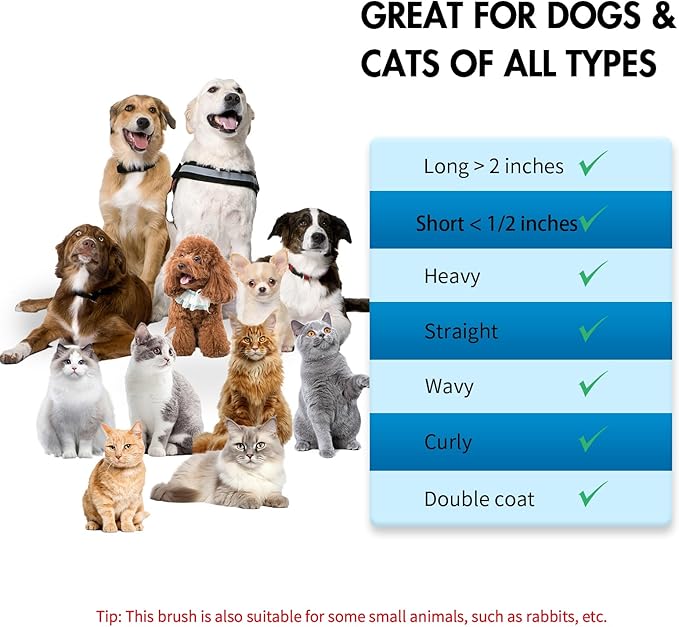 Dog Self Cleaning Slicker Brush for Shedding, Ideal for Short Long Haired Dogs, Including Cat. Removes Loose Fur, Undercoat, Mats, Tangled Hair. Suit for Large Medium Small Animal. Blue-PawvioPets