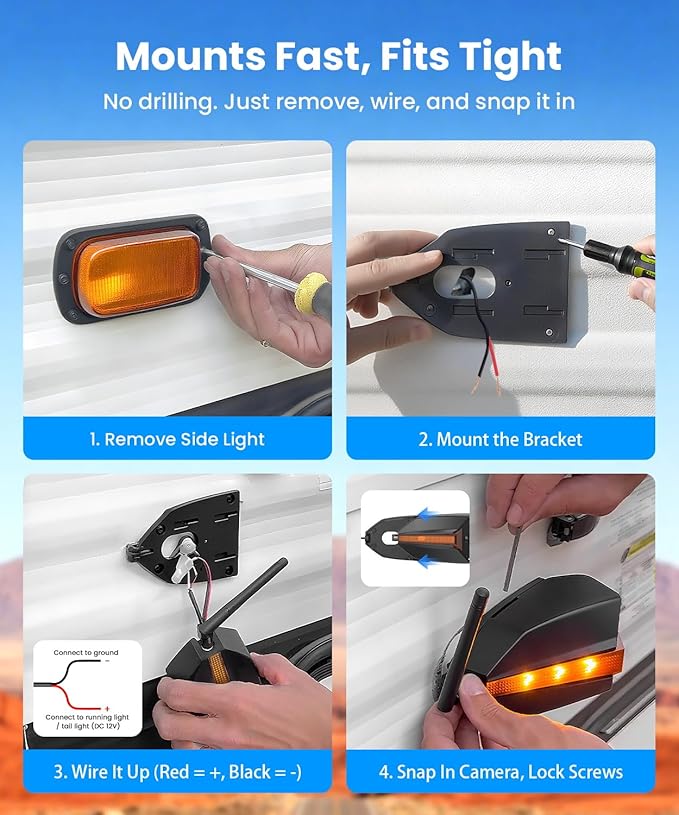 AUTO-VOX RV Backup Camera Wireless System: Left/Right Side Cameras, Adjustable Angle with IR Night Vision, IP69K Waterproof, Works Only with WF1, for Class A/B/C Motorhome, 5th Wheel, Travel Trailer-PawvioPets