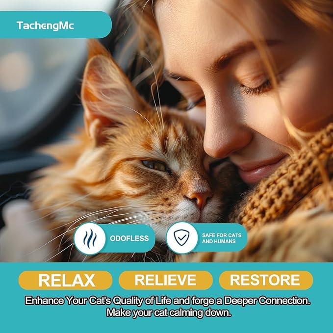 Cat Calming Diffuser, Cat Pheromones Calming Diffuser, Effectively Relieve Anxiety Stress Cat Diffuser Calming Multicat with 2 Diffuser + 4 Refill 48ml Last 120 Days Fits All Cats-PawvioPets