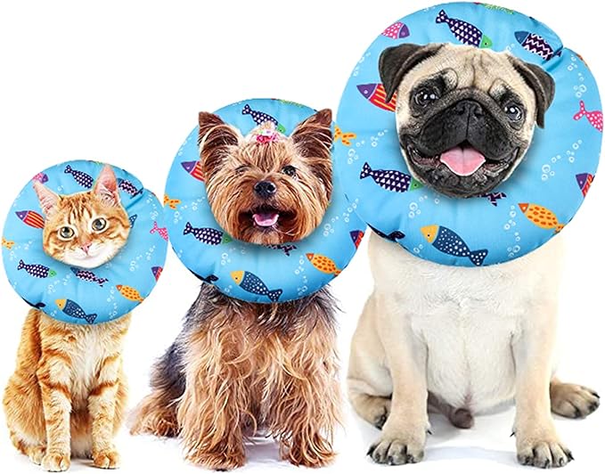 Cat Cone Collar Soft Cute Adjustable Cat Donut Recovery Collar Elizabethan Cats Cones to Stop Licking Comfortable Anti-Bite Neck Cone for Pet Kittens After Surgery-PawvioPets