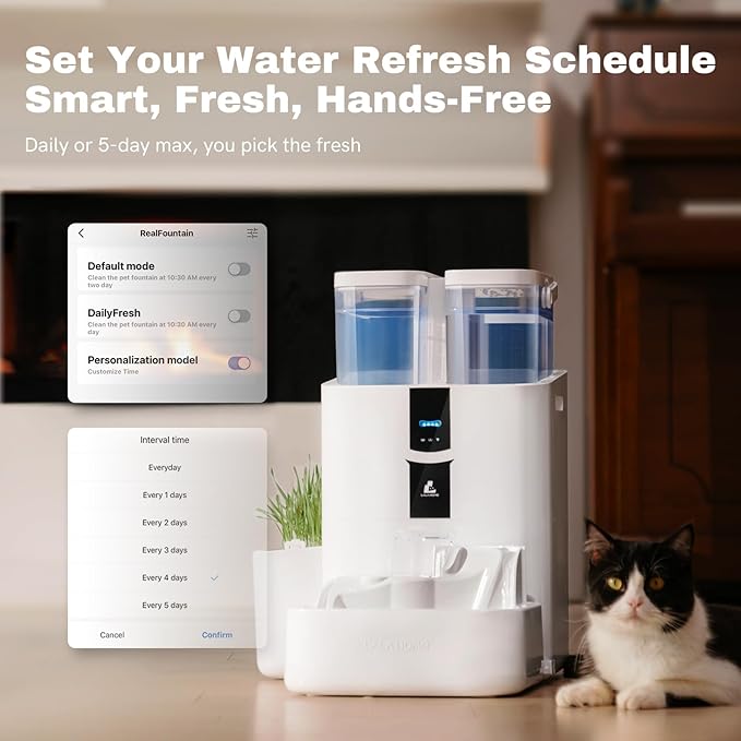 DailyFresh Cat Water Fountain 10L/338 oz Self Refilling, Pet Drinking Fountains for Dogs Indoor, Smart APP 5G WiFi Automatic Water Dispenser Oxygen-Rich, Wastewater Separation, BPA-Free-PawvioPets