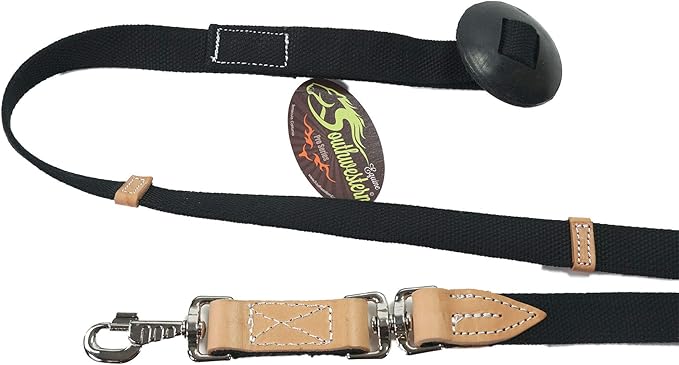 35' Flat Cotton Web Lunge Line with Bolt Snap & Rubber Stop - by Southwestern Equine (35', Black)-PawvioPets