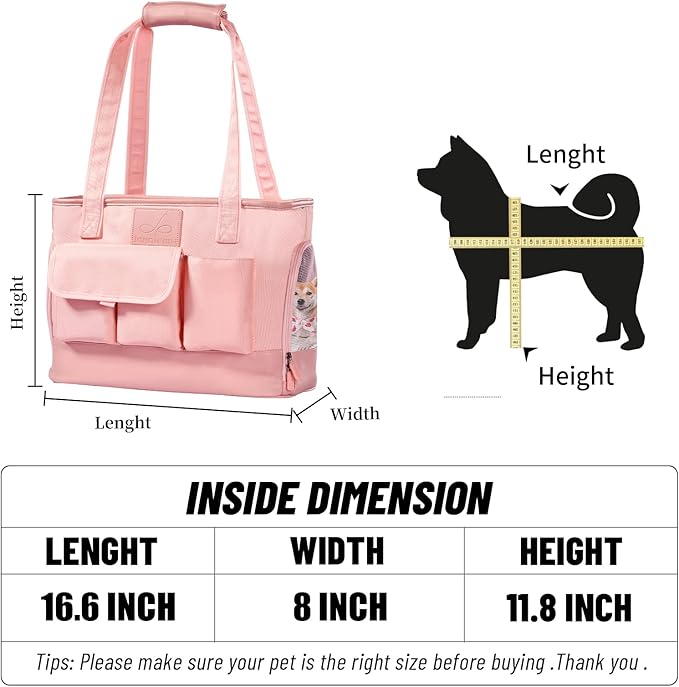 Dog Carrier, Cat Carrier, Pet Carrier, Foldable Waterproof Premium PU Leather Oxford Cloth Dog Purse, Portable Tote Bag Carrier for Small to Medium Cats and Small Dogs (Pink)-PawvioPets