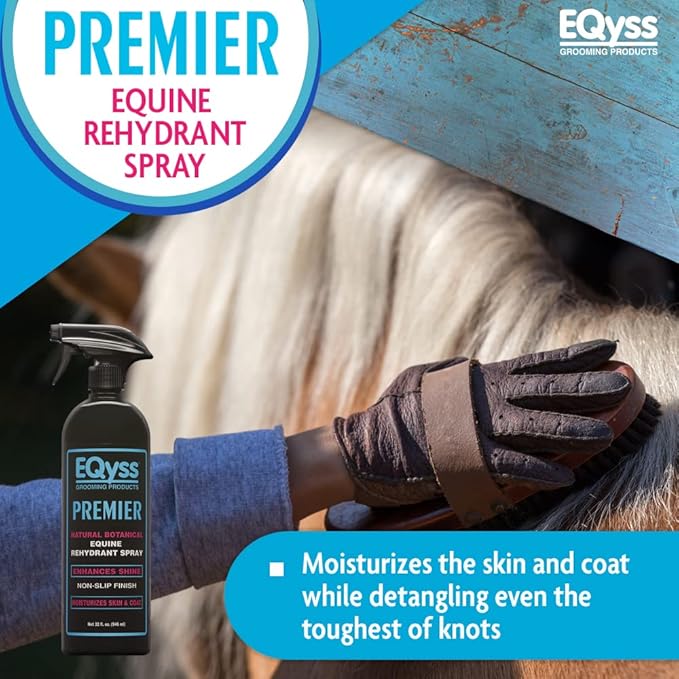 EQyss Premier Equine Horse Spray - Moisturizes Skin and Coat, Enhances Shine and Detangles, Prevents Dry Skin - Non-slip, Repels Dirt, USA-made-PawvioPets