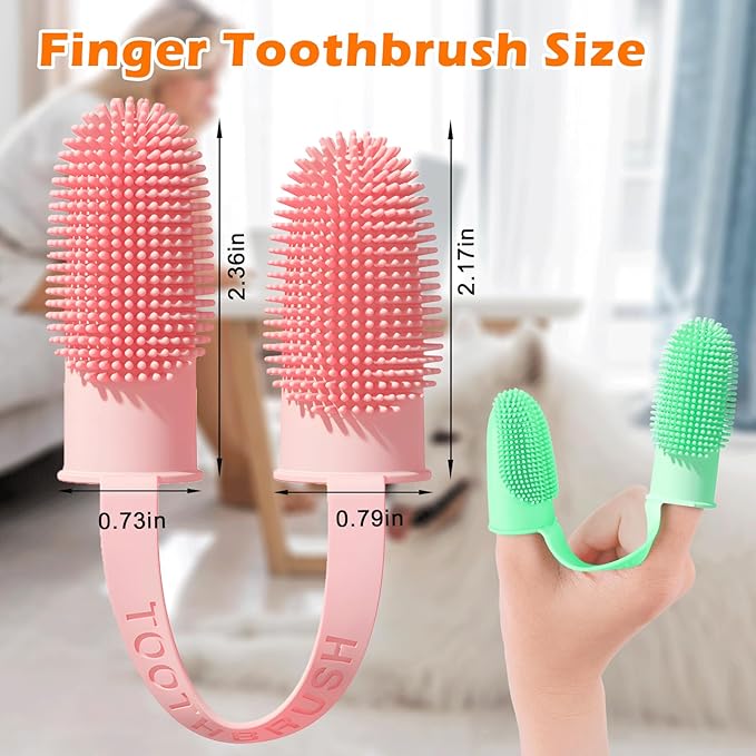 Dog Toothbrush, Dogs Tooth Brushing Kit, Cat Tooth Brush for Small to Large Dogs & Puppies, 2Pack Double Finger Toothbrush for Dog Teeth 360 Cleaning & Dental Care-PawvioPets