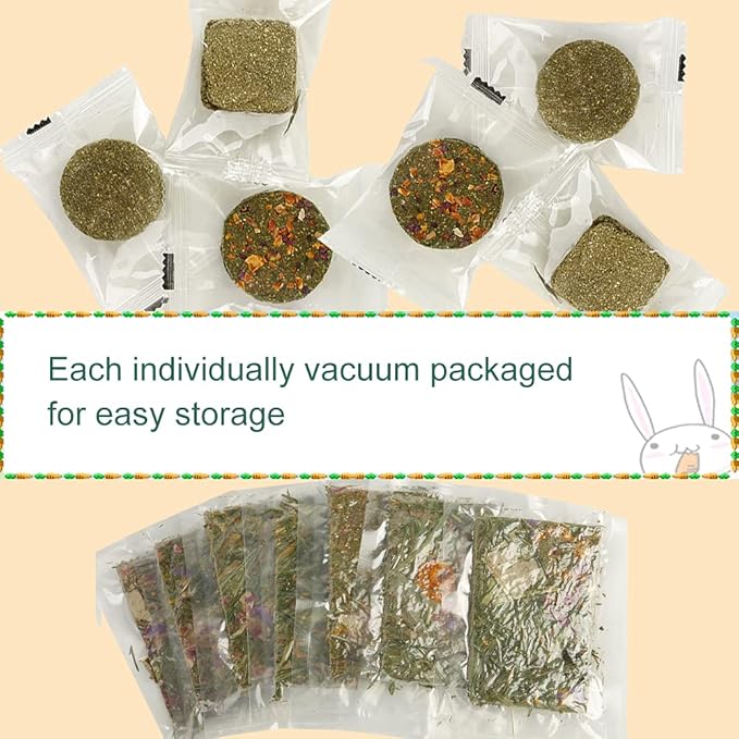 Abizoo Rabbit Treat,Natural Molar Timothy Hay Herbal Floral Scent Snack Chew Toys Gift for Bunny Chinchillas Hamster Gerbils,12 Pcs Small Animals Cage Accessories Guinea Pig Treats-PawvioPets