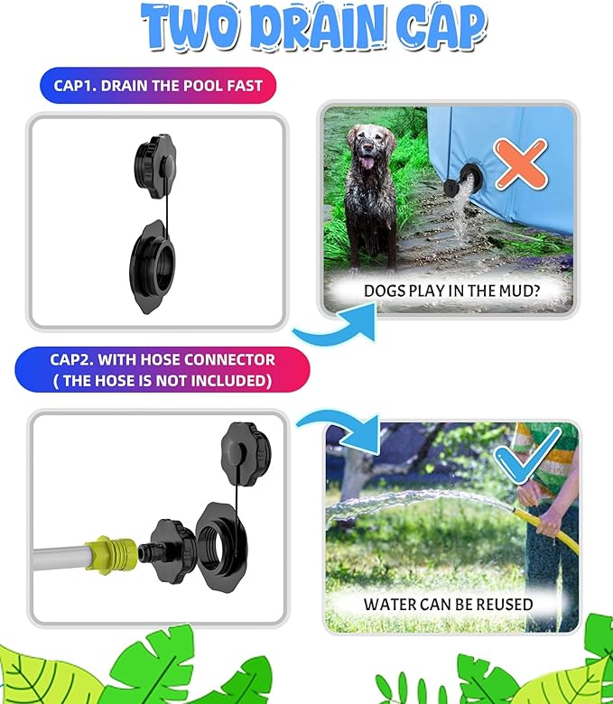 Giant Dog Pool 97"x16", Hyperzoo Foldable Dog Swimming Pool, Hard Plastic PVC Leakproof Doggie Wading Collapsible Pet Bathing Tub for Puppy Small Medium Large Dogs and Kids, Blue-PawvioPets