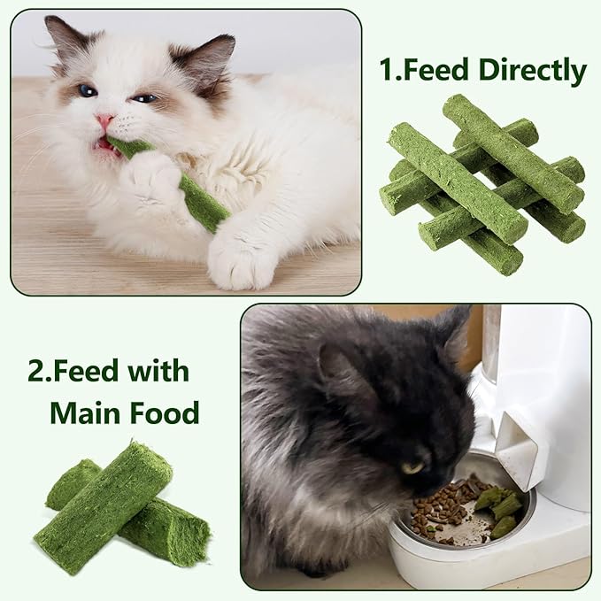 30g Cat Grass Sticks, Delicious Cat Grass Teething Stick Edible Cats Chew Toy Cat Treats Snack for Teeth Cleaning and Hairball Removal-PawvioPets