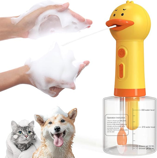Electric Dog Shampoo Dispenser Dog Shampoo Sprayer Duck Shampoo Foamer for Pet, Foaming Soap Dispenser for Bathtub, Kitchen Sink Cleaning-PawvioPets