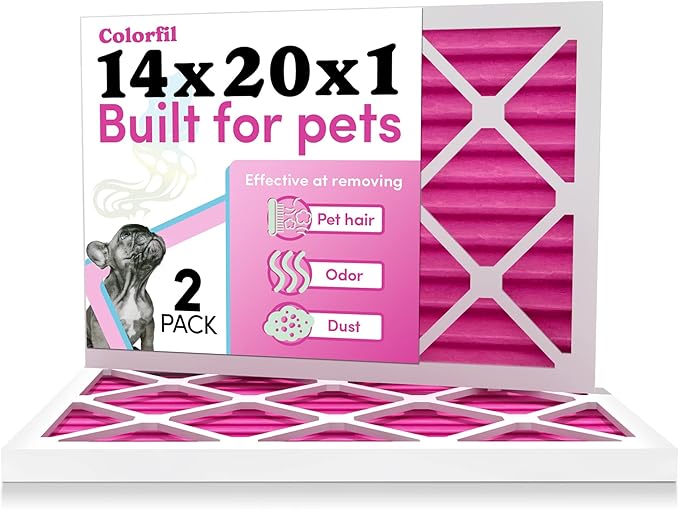 Colorfil 14x20x1 Air Filter (2-Pack) | Made in the USA | Color Changing | Remove Cat and Dog Odor | MERV 8 for Pet Hair Dander and Dust | 13.5"x19.5"x0.75" Exact Size-PawvioPets