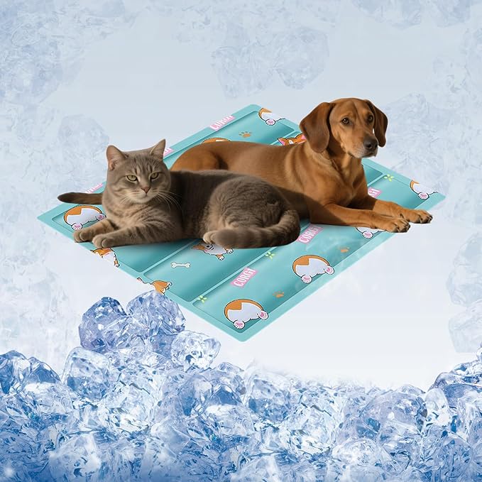 Dog Cooling Mat, Cooling Mat for Dogs & Cat, Provides Instant Relief for Small, Medium, Large Dogs, Washable, Non-Slip Design, Perfect for Hot Summer Days to Keep Pets Comfortable(M 17.7''*23.6'')-PawvioPets