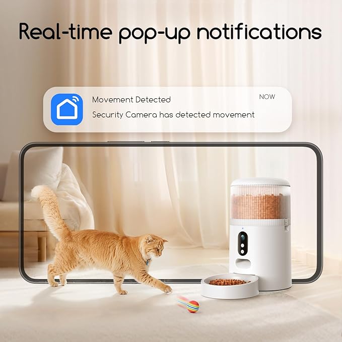 faroro Automatic Cat Feeder with Camera, 3MP HD Video & Night Vision, 5G/2.4G WiFi Smart Pet Feeder with APP Control, 2-Way Audio, Motion Alerts, Low Food Sensor, Timed Cat Feeder for Cats & Dogs, 4L-PawvioPets