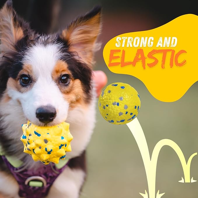 Durable Interactive Dog Toys for Aggressive Chewers,Puppy Teething Toys,Floating Fetch Balls,Bouncing Chew Balls,Tennis Balls for Dogs (2 Balls)-PawvioPets