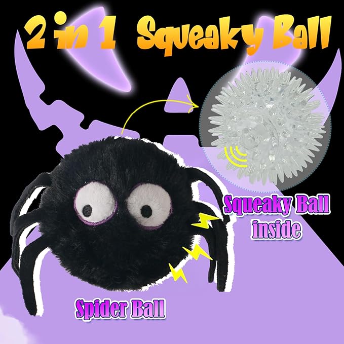 DKING 3Pack Squeaky Dog Balls,2 in1 Funny Puppy Ball Toys,Birthday Dog Toy for Small Medium Dogs (Halloween Ball)-PawvioPets