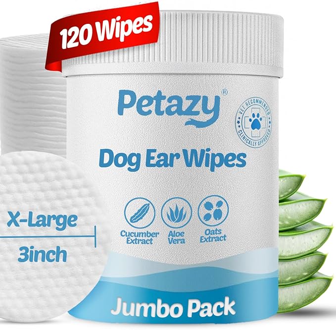 Dog Ear Wipes for Dog Yeast Wax Itch and Odor | Unscented Dog Ear Cleaner for Dogs | Natural Cleaning Puppy Ear Wipes | Soothing Ear Wipes for Pets Cat | Natural Ingredients | 125 XL Pcs-PawvioPets