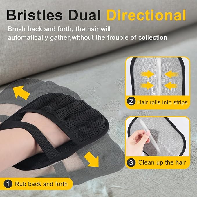 2-Pack Pet Hair Remover Gloves - Reusable Grooming Gloves for Dogs & Cats, Static Electricity Fur Removal Mitts for Furniture, Car, Clothing - Quick Dry Cleaning-PawvioPets