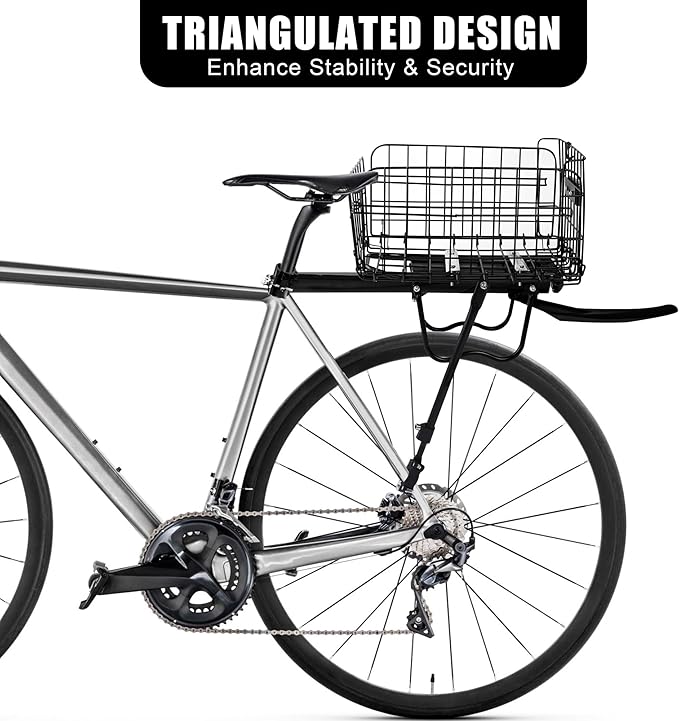 Aodaer Rear Bike Rack with Basket Quick Release Bike Rear Rack Heavy Duty Folding Bike Basket with Waterproof Bag & Cargo Net & Installation Tool-PawvioPets