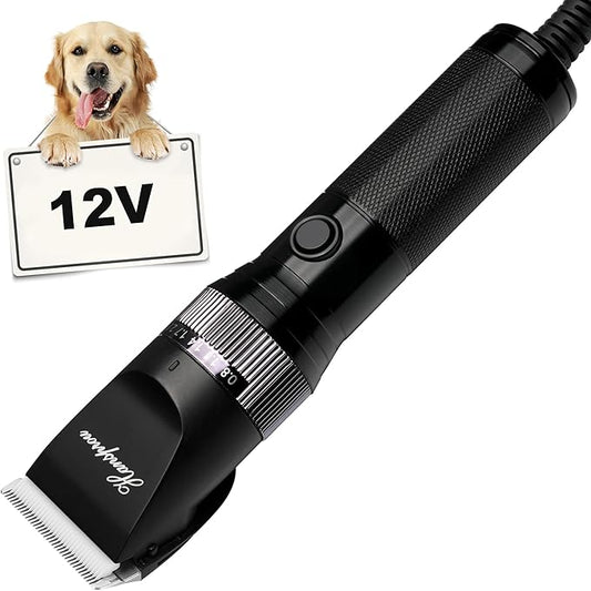 Dog Clippers for Grooming, 12V Professional Dog Clippers，Heavy Dutt Corded Pet Hair Trimmer Pet Trimmer for Thick Hair with Guard Combs Brush-PawvioPets