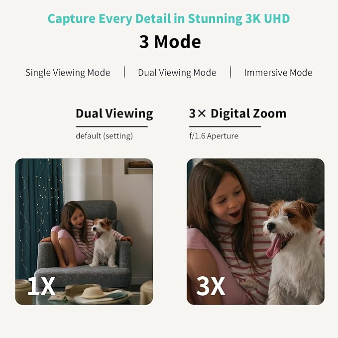 Alaga 3K Pet Camera, Dog Monitor with Phone App, 360° Pan/Tilt, Night Vision, Speaker, WiFi Cameras for Dog/Cat, Compatible with Alexa & Google Assistant, Black, Includes 1-Year Pet Time Album-PawvioPets