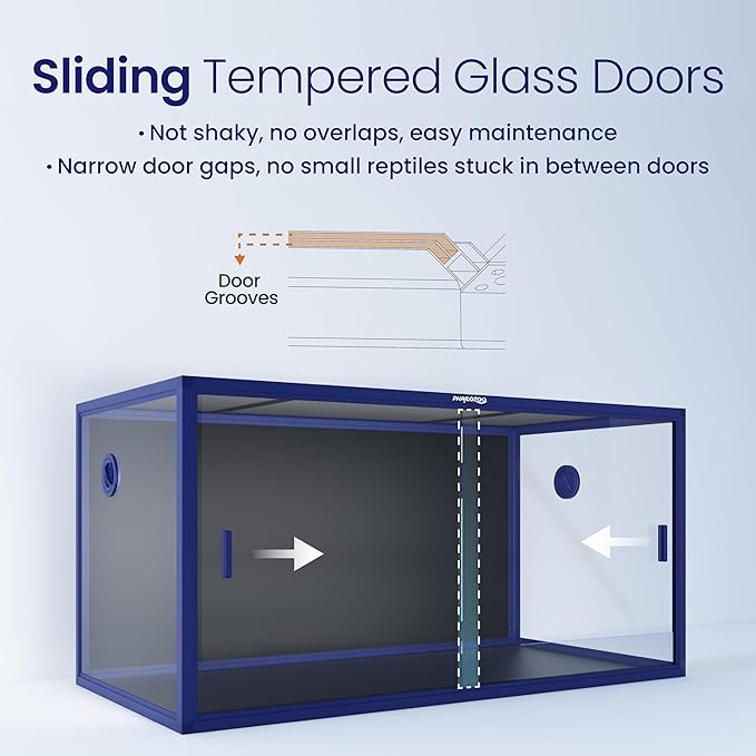 120 Gallon Bearded Dragon Tank,48" x 24" x 24" Reptile Tank with Sliding Door Top Screen Ventilation, Front Opening Reptile Enclosure for Easy Maintenance-PawvioPets