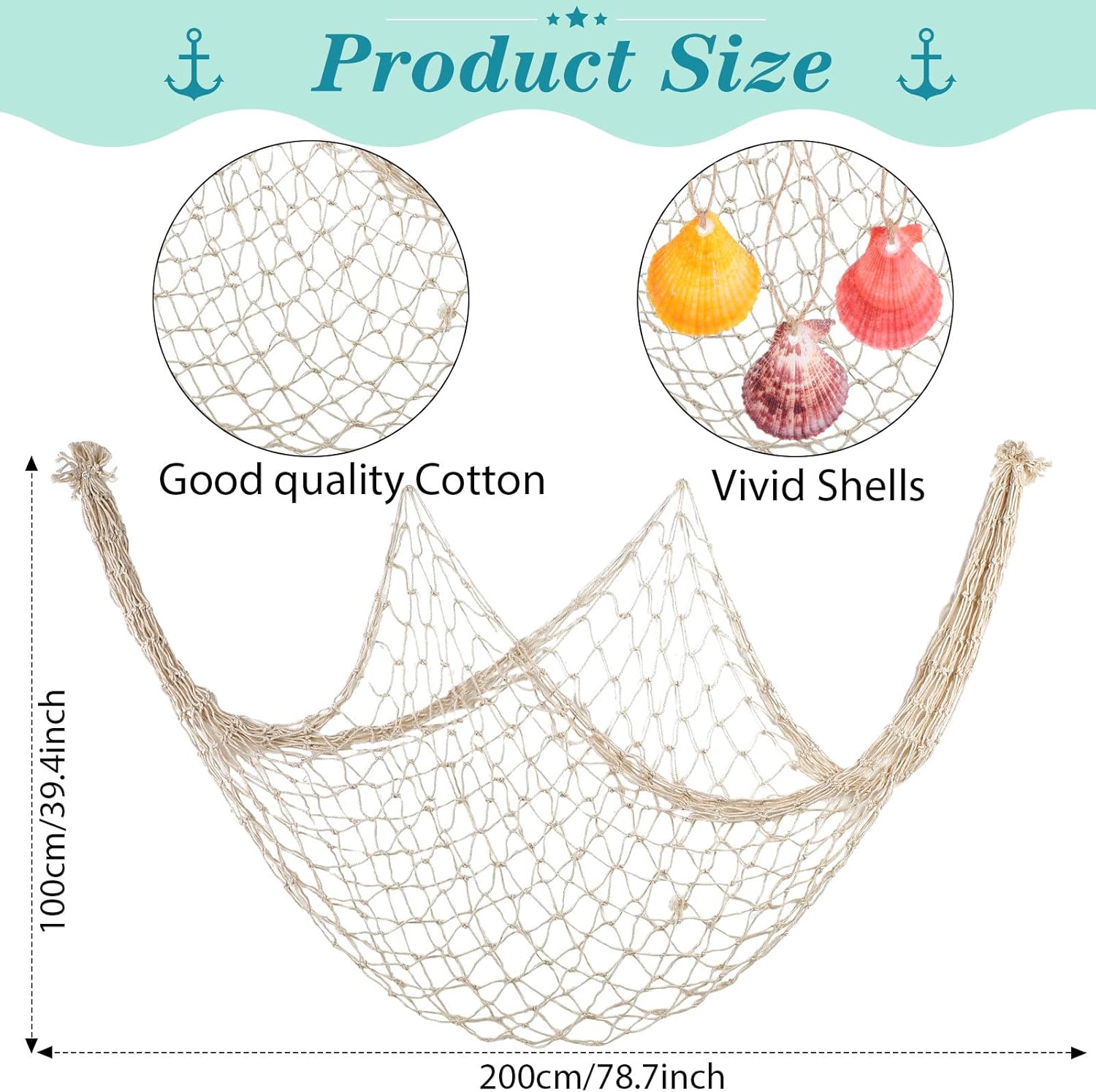 11 Pcs Wooden Nautical Wall Decor Fishing Net Decorations, Include Decorative Fishing Net, Ship Wheel, Fish Skeleton, Life Ring, Anchor, Starfish Beach Decor for Mediterranean Party (Wood Color)