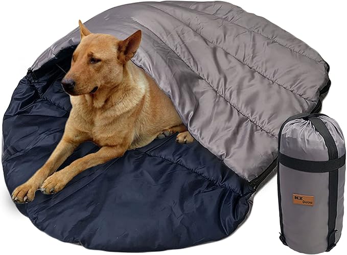 Camping Dog Sleeping Bag, Waterproof Warm Pet Bed Cave, Packable Washable Dog Bed Mat with Compression Bag-PawvioPets