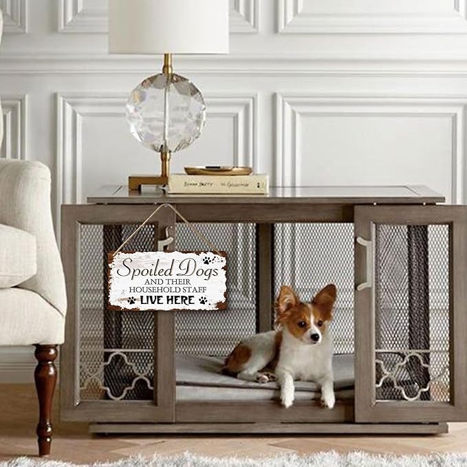 Dog Signs For Home Decor Gifts For Dogs Owners Dog Bedroom Decor Wood Dog Family Decoration Dog Room All You Need Is Love And A Dog Sign Spoiled Dogs And Their Household Staff Live Here Signs 12x6 In-PawvioPets