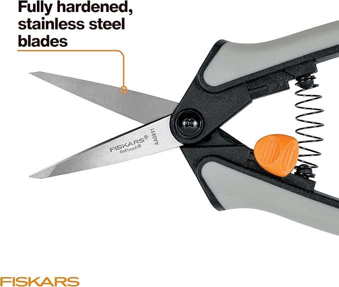 Fiskars 15pc Micro-Tip Pruning Snip Set, Precision Stainless Steel Blades, Softgrip Handles for Deadheading, Trimming & Shaping Small Plants-PawvioPets