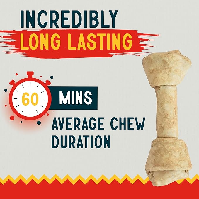 Canine Chews 8-9" XL Extra Large Rawhide Bone for Large Dogs Aggressive Chewers Savory Flavored 10 Pack (Chicken Flavor)-PawvioPets