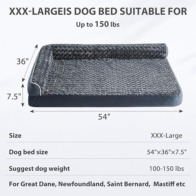 BFPETHOME Orthopedic Dog Beds for Large Dogs-Waterproof Sofa Dog Bed with Removable Washable Cover, Large Dog Bed with Waterproof Lining and Nonskid Bottom,Pet Bed for Large Dogs-PawvioPets
