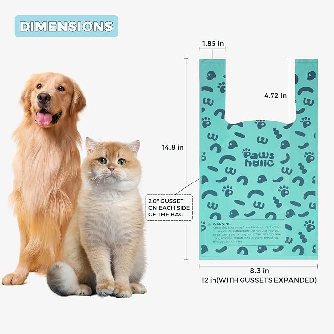 Cat Litter Bags and Dog Poop Bags with Handle, 180 Counts, Cornstarch Based Extra-Thick&100% Leak Proof,Pet Waste Bag for Kitty and Doggie (Lavender Scented)-PawvioPets