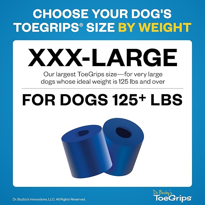 Dr Buzby's XXXLarge ToeGrips for Dogs - Instant Traction on Wood/Hardwood Floors - Anti Slip Relief - Grippers for Senior Dogs - Stop Sliding Instantly - Rubber Nails for Paws - 1 Pack (20 Grips)-PawvioPets