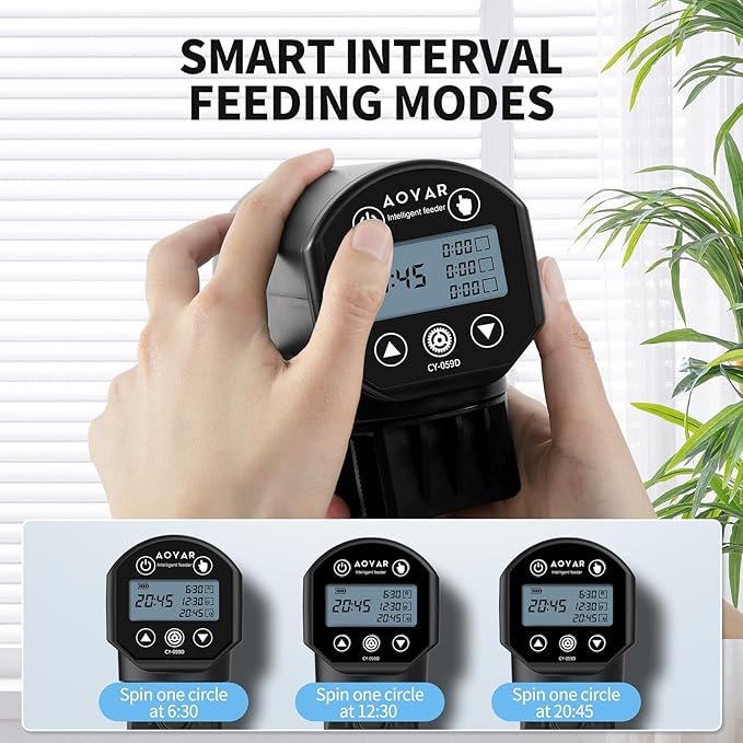 Automatic Fish Feeder Dispenser for Aquarium: Rechargeable Auto Feeders for Tank Turtle Pond Betta - 200ml Smart Food Feeding Timer Dispensers for Flake Pellet Vacation Weekend-PawvioPets