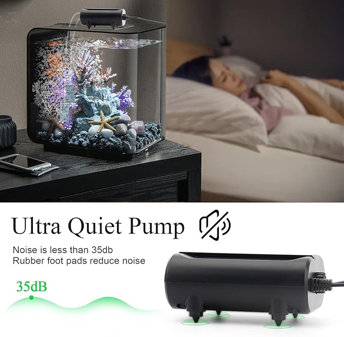 AQQA Aquarium Air Pump,3.5W 5W Dual Outlet Oxygen Pump with 2 Air Stone,Adjustable Air Valve Quiet Bubbler Pump,Up to 160 Gallon Fish Tank (3.5w)-PawvioPets