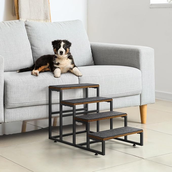 Dog Stairs for High Beds 4 Steps Dog Stairs for Small Medium Dogs Pet Stairs/Steps for Puppy, Cats, and Dogs, Easy to Walk on Dog Step for Beds and Cars-PawvioPets