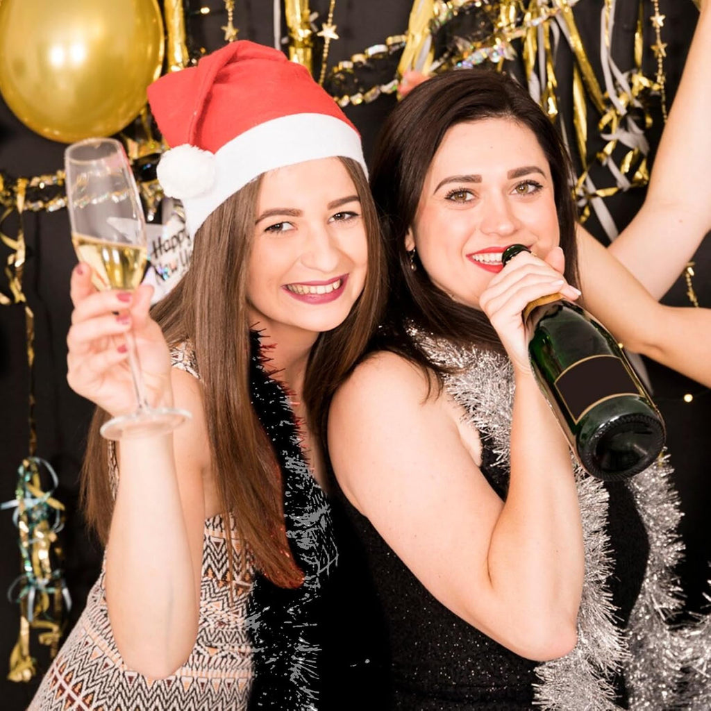 25 Feet Black Christmas Tinsel Garland, Metallic Foil Twist Garland Wall Hanging Tinsel Banner Backdrop for Parade Floats, Easter, Mother's Day, Birthday Party Decorations (4in x 25ft)