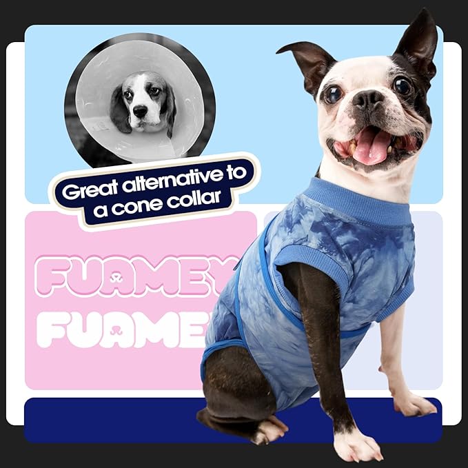 FUAMEY Recovery Suit for Dogs After Surgery,Soft Breathable Dog Bodysuit E-Collar & Cone Alternative Surgical Suit,Male Female Dog Neuter Spay Suits Anti Licking Wounds Onesie Blue Tie Dye M-PawvioPets