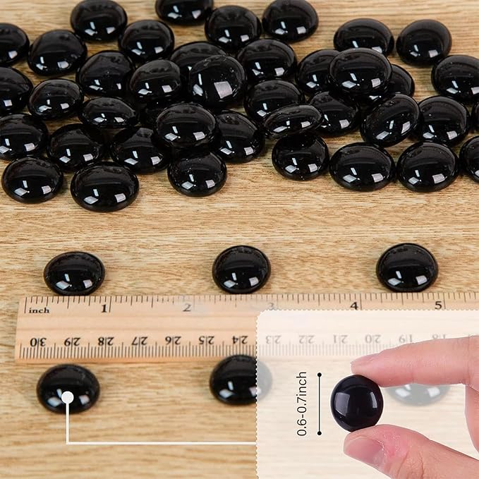 FUTUREPLUSX 1LB Black Flat Glass Marbles, Glass Pebbles Vase Filler, Dark Beads Fishbowl Decorative Gem for Table Scatter Home Decor-PawvioPets
