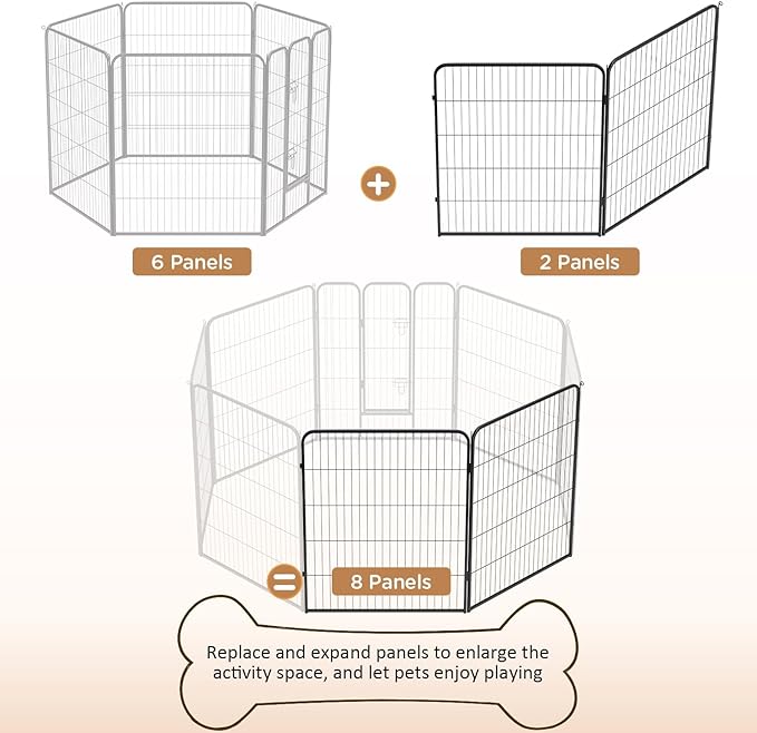 BestPet | Dog Playpen Extender | 40 Inch, 2 Panels | Heavy Duty Metal Pet Exercise Pen | Indoor Outdoor Fence Panels | Rust-Resistant, Removable, Tool-Free Setup | Anti-Skid, Expandable Design-PawvioPets