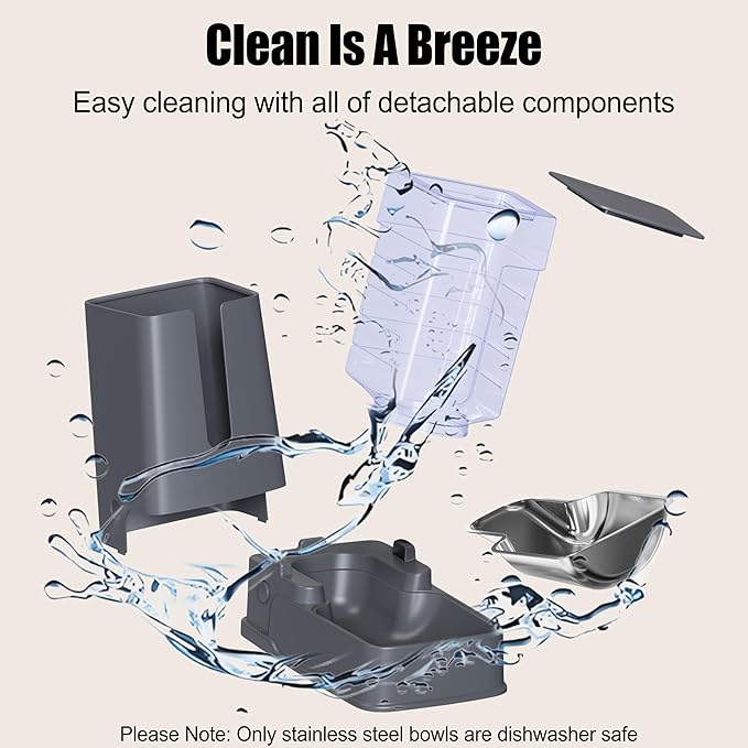 Automatic Cat Feeder and Cat Water Dispenser Set with Stainless Steel Bowls Gravity Dog Feeder for Small Medium Big Dog Pets Puppy Kitten, 3.8Lx 2-PawvioPets