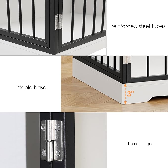 Dog Crate Furniture Kennel with Double Doors Wooden Pet House with 2 Drawers and Storage Cabinet, Indoor Dog Cage Farmhouse Modern Side End Table for Small Medium Dogs, White-PawvioPets