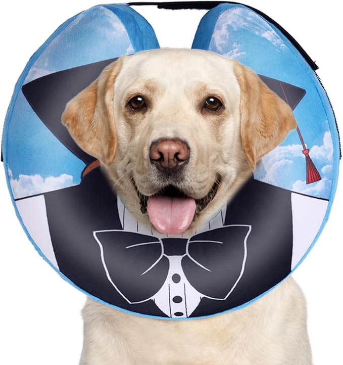 CuteBone Inflatable Dog Neck Donut with Removable Soft Fleece Covers for Small/Medium/Large Dogs and Cats After Surgery GWB13XL-PawvioPets