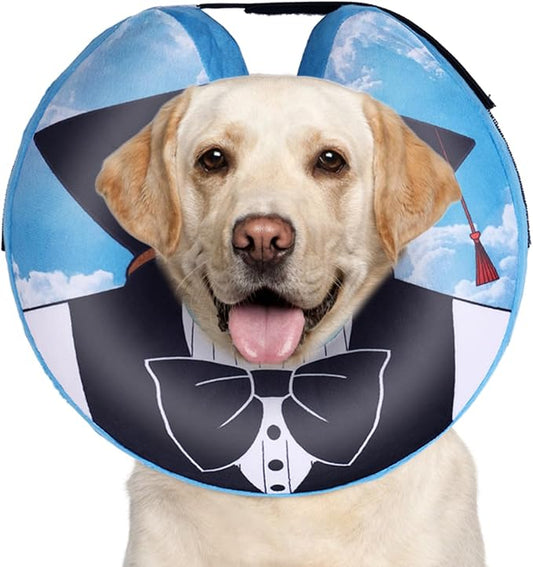 CuteBone Inflatable Dog Neck Donut with Removable Soft Fleece Covers for Small/Medium/Large Dogs and Cats After Surgery GWB13XL-PawvioPets