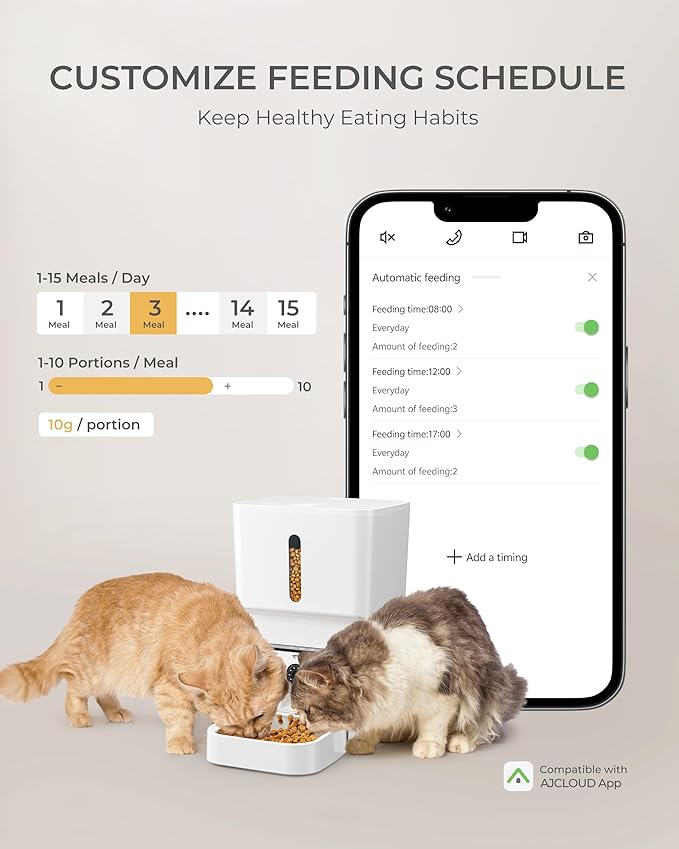 Automatic Cat Feeder with Camera, 7L Timed Dog Feeders, Adjustable Camera, 1080P HD Night Vision, Automatic Dog Feeder, 5G WiFi Cat Food Dispenser with 2-Way Audio, Low Food & Motion Alerts-PawvioPets