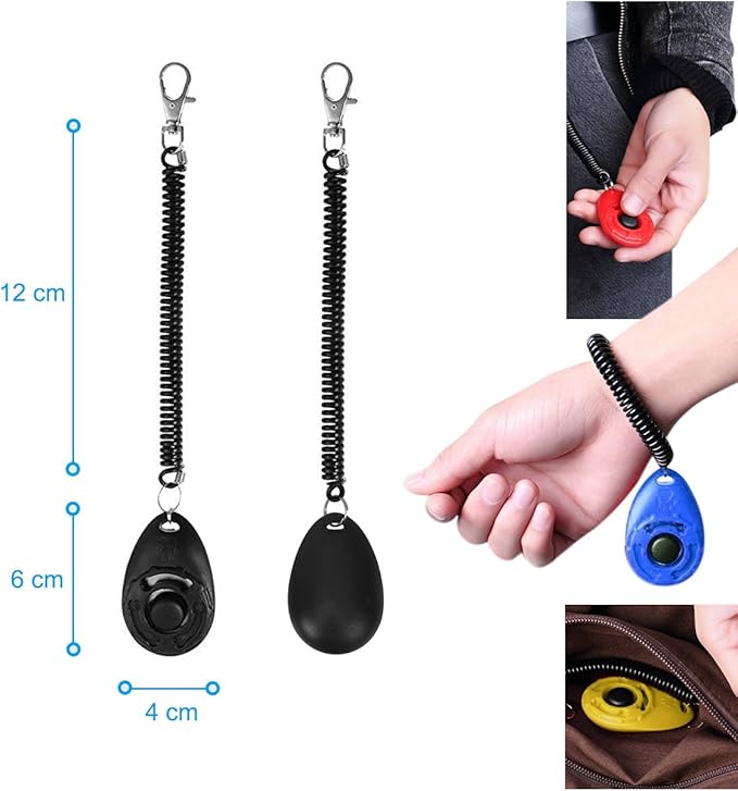 Clicker Training for Dogs, [4 Pcs, Multi-Color] Dog Clicker for Training, Clicker Dog Training with Wrist Strap, Clicker for Pets, Dog Clicker Perfect for Dog Cat Horse Behavioral Training-PawvioPets