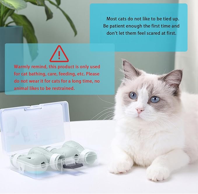 4 Pieces Cat Scratch Cover for Nursing Rehabilitation Cat Boots for Cats Only, Adjustable Cat Bathing Gloves (Grey)-PawvioPets